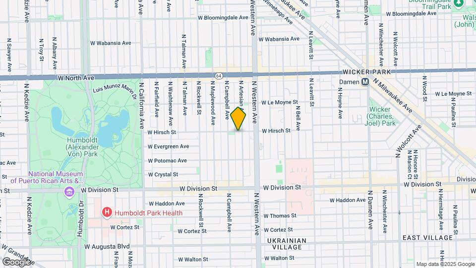 1358 N Artesian Ave Map and Location Details