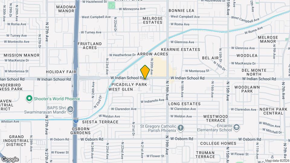 2025 W Indian School Rd, Unit 1 Map and Location Details