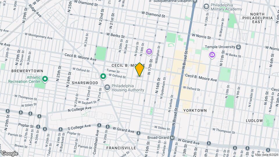 1733 W Oxford St Mapa y Detalles de la Ubicación