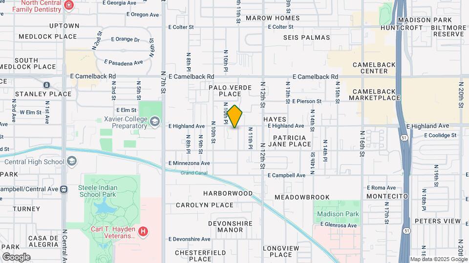 1037 E Highland Ave Map and Location Details
