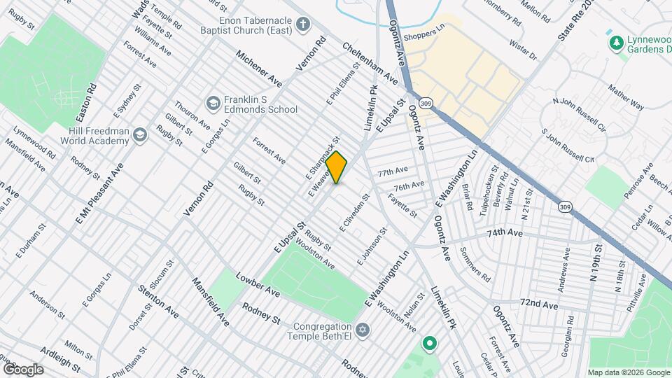 1334 E Upsal St Map and Location Details