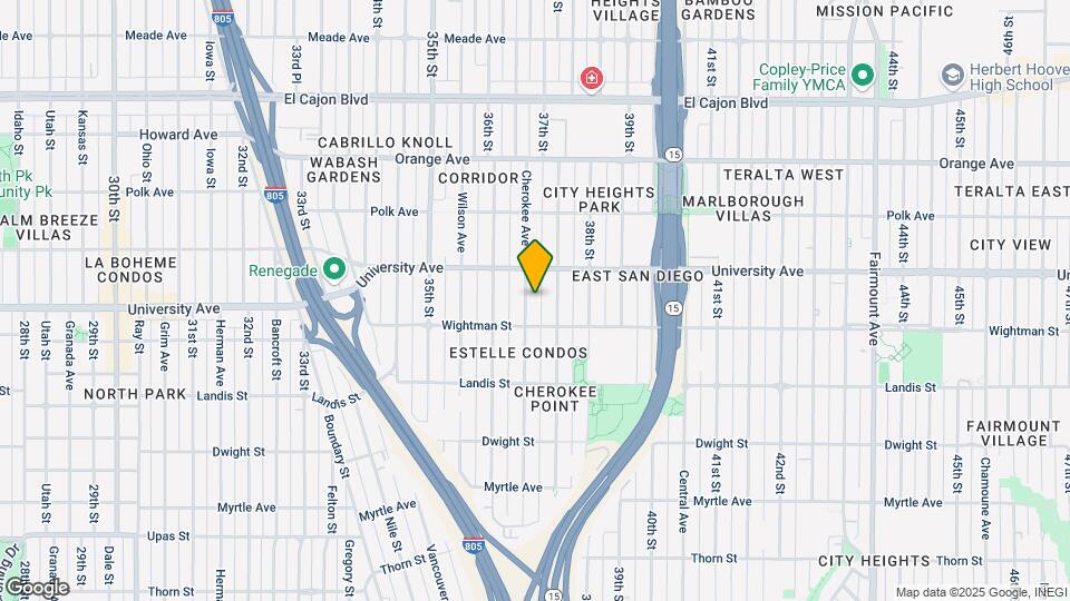 3843 Cherokee Ave Mapa y Detalles de la Ubicación