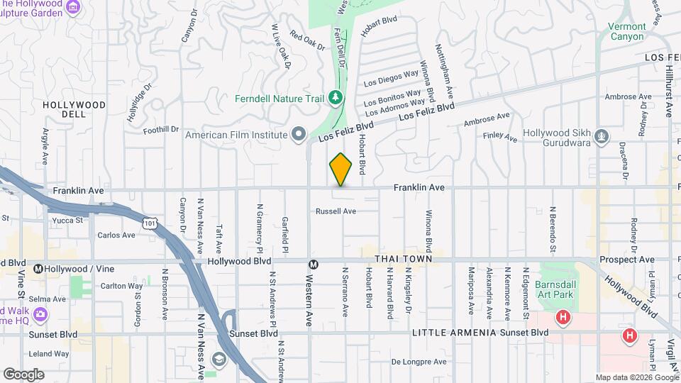 5408 1/2 Franklin Ave, Unit Franklin 1bd Mapa y Detalles de la Ubicación