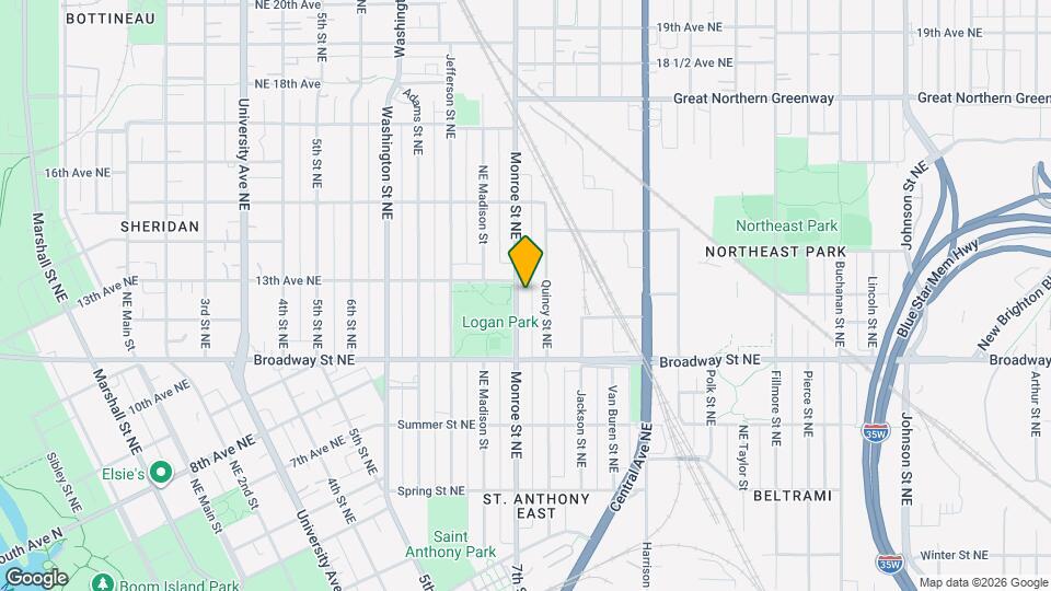 1217 Monroe St NE, Unit Sunny Parkside Duplex in NE Arts District Map and Location Details