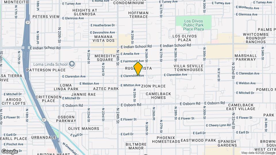 2501 E Clarendon Ave Mapa y Detalles de la Ubicación