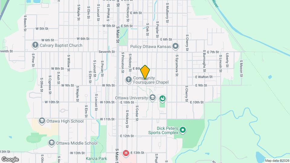 838 S Oak St Map and Location Details