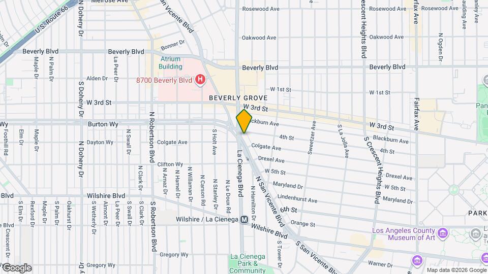 Apres Beverly Grove Map and Location Details