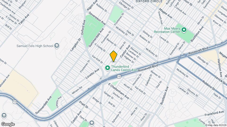 5934 Castor Ave Map and Location Details