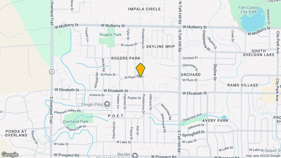 905 Ponderosa Dr Map and Location Details