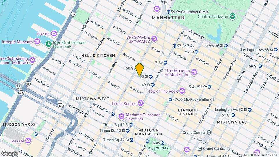 250 W 49th St, Unit 2701 Map and Location Details