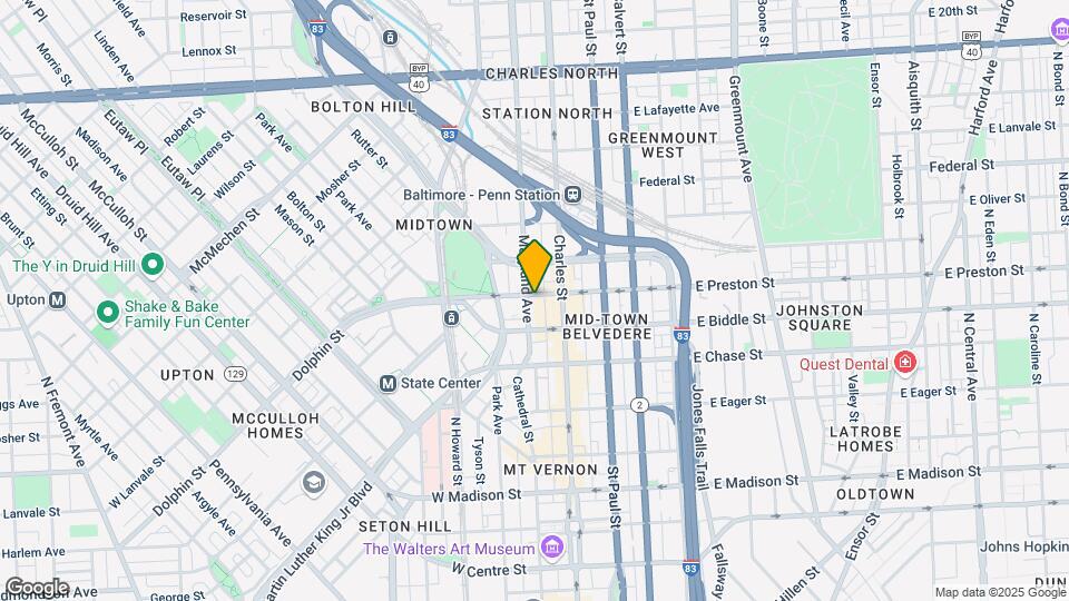 17 W Preston St Map and Location Details