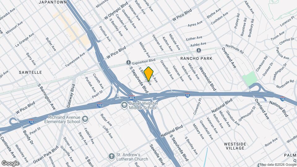 2611 S Bentley Ave Mapa y Detalles de la Ubicación