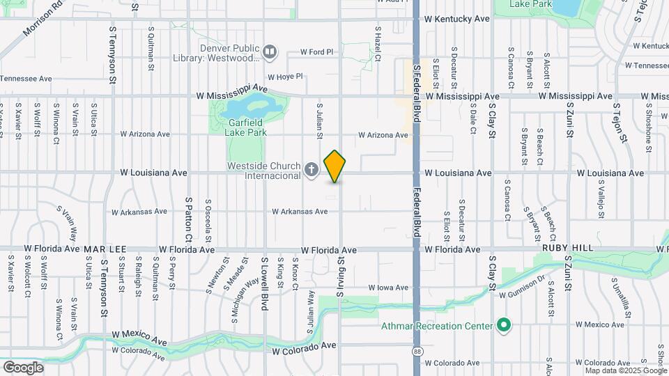 1343 S Irving St Map and Location Details